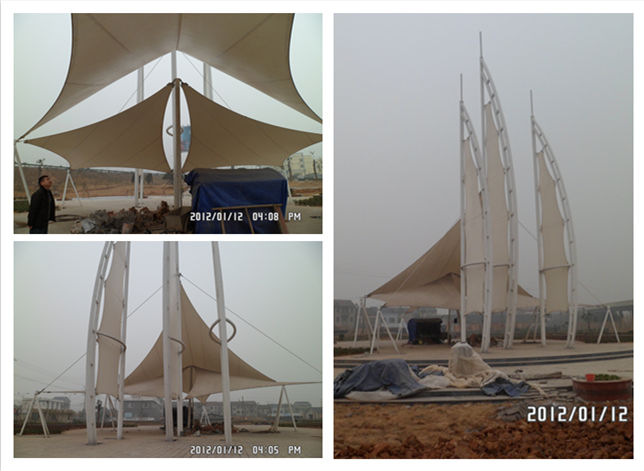 宜都枝城廣場(chǎng)景觀膜結(jié)構(gòu)鋼結(jié)構(gòu)成品圖