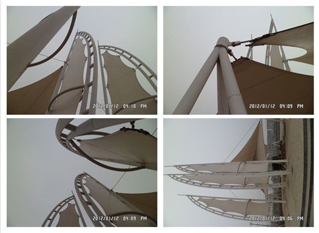 宜都枝城廣場(chǎng)景觀膜結(jié)構(gòu)鋼結(jié)構(gòu)現(xiàn)場(chǎng)施工圖