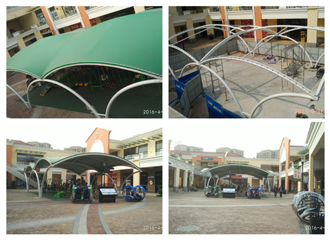 武漢奧特萊斯游樂場頂棚膜結(jié)構(gòu)完工成品圖