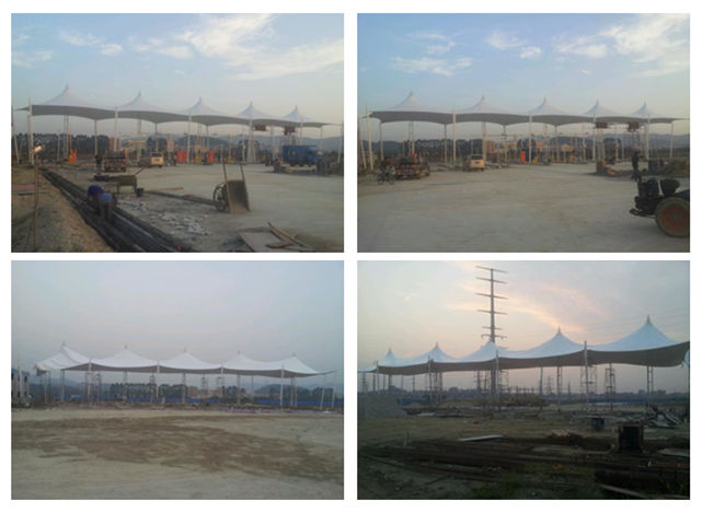 河南高速公路收費(fèi)站頂棚膜結(jié)構(gòu)完工成品圖